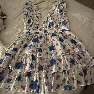 NEW WITH TAGS LoveShackFancy Bennett mini dress Blue Notte Large